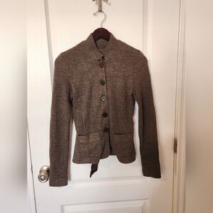 Pink Tartan Wool Cardigan Sweater Size Small